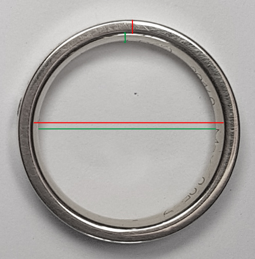 Ringmaten bepalen bij een bollende binnenzijde van de ring en een vlakke binnenzijde